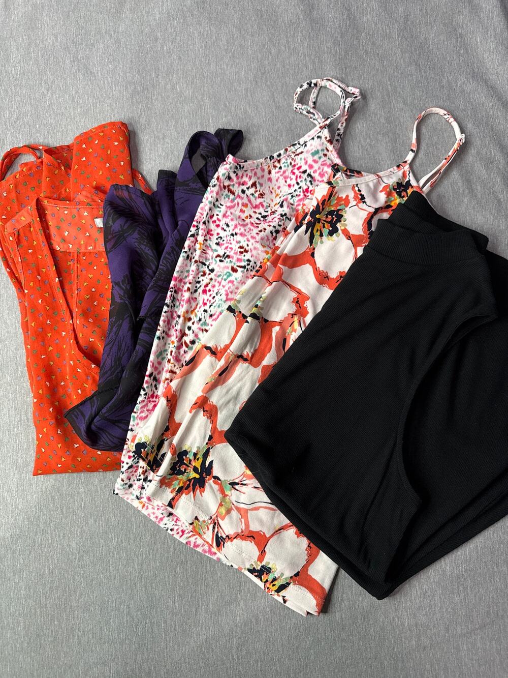Women's Tank Tops Lot 5 Small Racerback Spaghetti Strap Sheer Flowy Summer